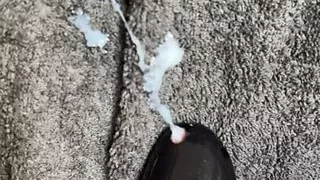 cumming in chastity cage by vibrator