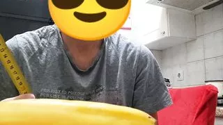 Lot of gagging on big banana deepthroat