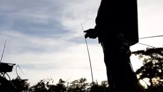 Beautiful sundown scenery jerk off of hot and horny guy on public hiking trail almost got caught cumming hard and loud