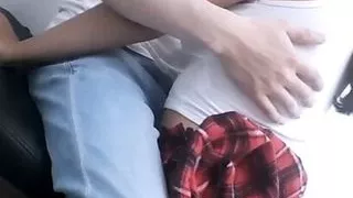 Cheating busty school girl scapes from school and gives a blowjob to her bestfriend cock until cum in her mouth