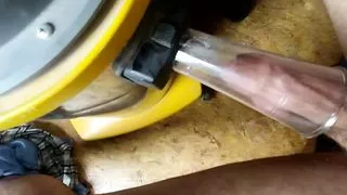 Edging my big dick handsfree with the help of my monster vacuum cleaner