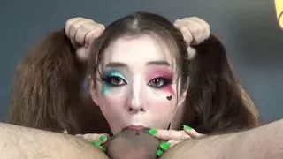Harley Quinn Gets Held Down by her Pigtails During Sloppy Hardcore 69 Blowjob & Deepthroat Cumshot