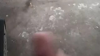 In the garage Jerking my big 8" cock