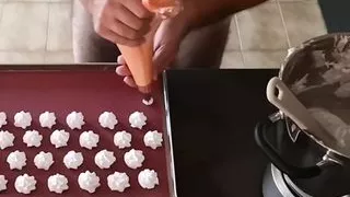 Cicci77 prepares the meringues, but first makes Pedro cum again to increase the amount of sperm in the meringues