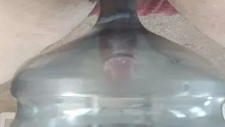 Cumming in a Culligan water bottle