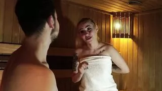 Curvy wife fucked stranger in a public sauna