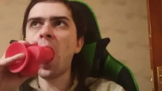 Gay suck solo dildo on webcam