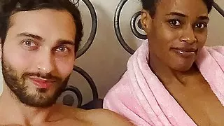 Skinny ebony amateur fucked by a white cock