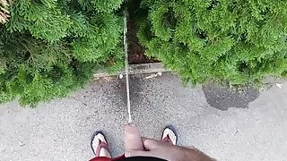 Chilling in park with a new buddy (some jerking, pissing, flashing)