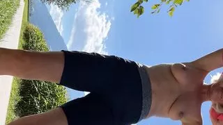 Task: undressing while hiking