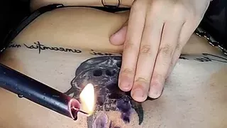 girl shakes in pain from hot wax