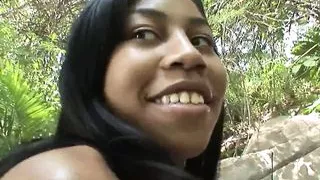 Ebony skin sweet Damone sucks and fucks cock for hot cum