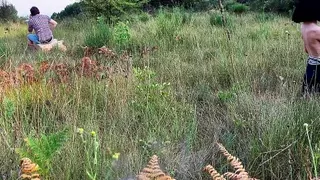 Public Dick Flash. I pull out my dick in front of the couple. She helped me cum while he was talking over the phone.