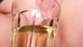 Golden Shower Horny Milf Pisses in the Glass NS