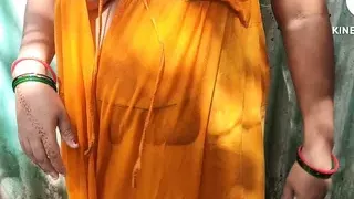 Indian wife bathing outside without any fear