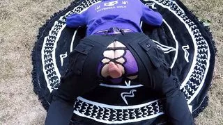 Kitty Catskull horny neighborhood femboy with ass plug in the park