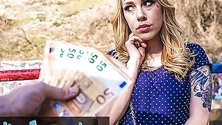 Public Agent Horny blonde flasher gets her pussy creampied in a tunnel