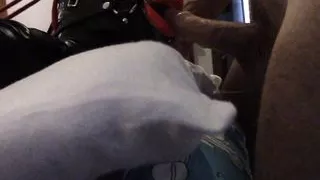 throated by a big cock with a lip open mouth gag