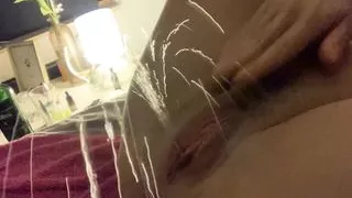 Slut pisses all over herself