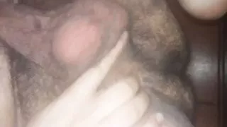 Uncut hairy chub squirting cum after edging for hours
