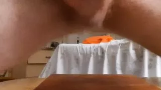 Licking up my cum big load