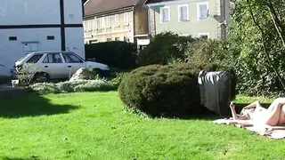 Old mother riding his cheating dick outdoor