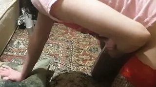 Cute sissy slut ass fuck rides dildo toy home