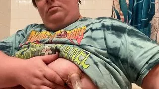 ftm guy pulls on pumped nipples