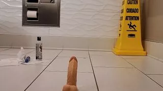 Naughty in a dirty bathroom floor