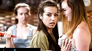 GIRLSWAY - Thirsty Sex Addicts Smash On The Kitchen Counter In Front Of The Plumber