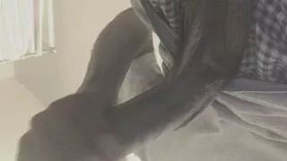 Hiding in bathroom jerking my big black cock