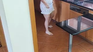 Busty step mother is fucked while cleaning the dishes machine