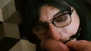 Ring gagged Davine get deepthroat fucked.