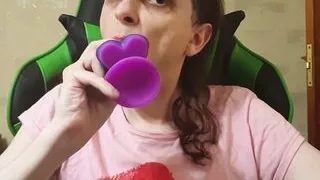 Crossdresser sucking on cam lgbt dildo Halloween cosplay solo