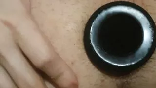 Sissy ass play butt plug anal tunnel