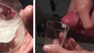Cumming inside a shot glass