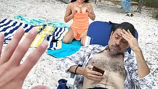 Bored AS FUCK... So my stepsis lets me bang her quick on public beach! - Serena Santos -