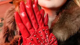 My new RED leather GLOVES close up FETISH video with Arya - ASMR relax sounding