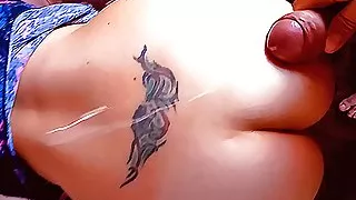 Hard doggy with sexy MILF and powerful cumshot on buttocks