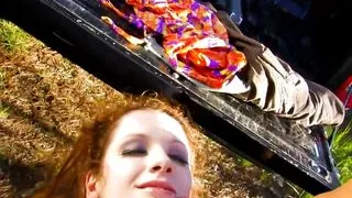 Redhead Aurora Viper gives anal sex and blowjob to Jorge