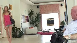 Emily Kae sucks and fucks an old cock that cums on him