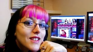 Redhead has anal sex and blowjob in the back of the office