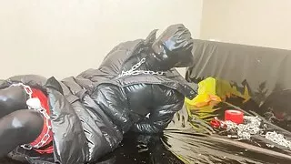 NANA  Down coat chain self bondage and vibrator orgasm play