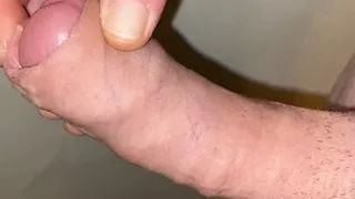 Long uncut cock jerk off