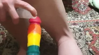 Cd anal solo riding dildo