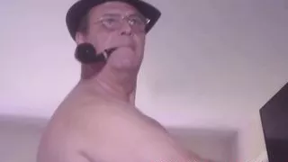 Hung Dad Smokes a Big Pipe and Shoots a Mega Load