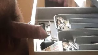 Empty my dishwasher NAKED and playing with my cock and wanking (housework naked)