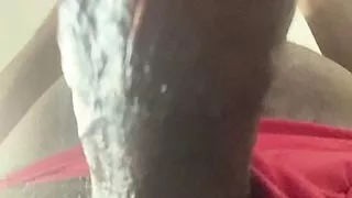 Big Messy Moaning Cumshot After Passionate Humping of Fleshlight in Jock Mask and Cock Ring from underneath POV