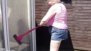 When granny Sally cleans her windows