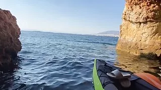 I was horny and we stopped kayaking in a cave to fuck